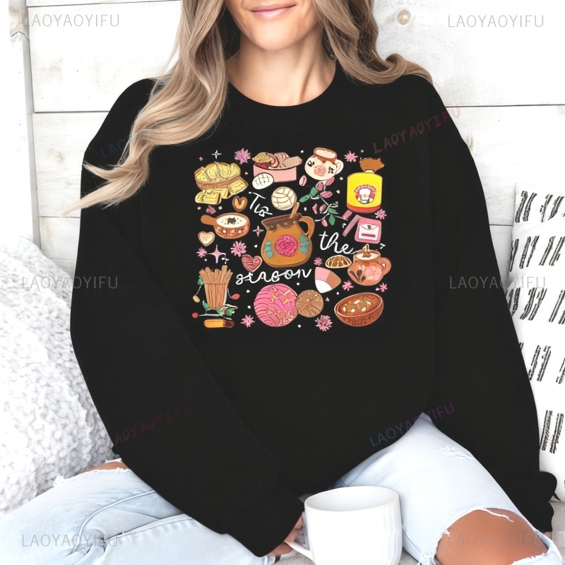 Xmas Food Snacks - Mexicaanse kersthoodie Party Foods Pullover Kerstsnacks