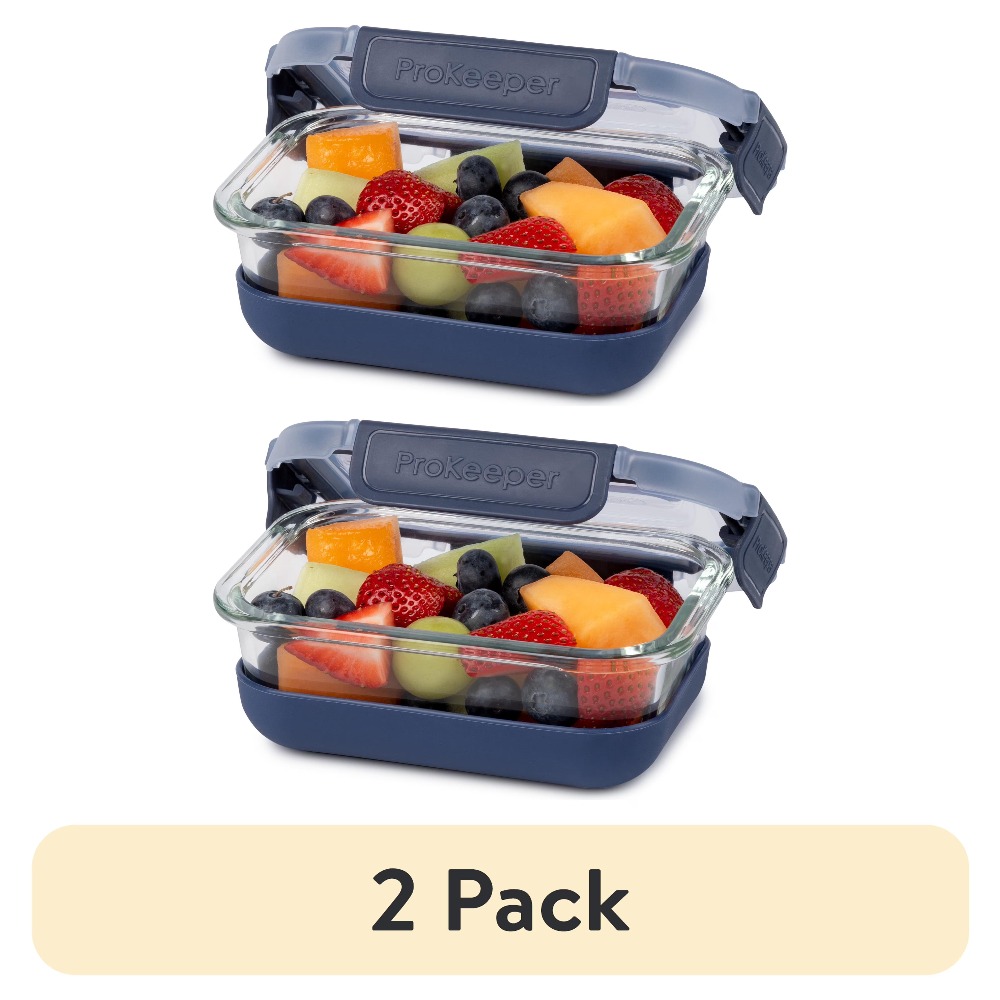 Food Prep Snacks - 2-pack glazen voedselbewaarcontainers van 1,6 kopjes