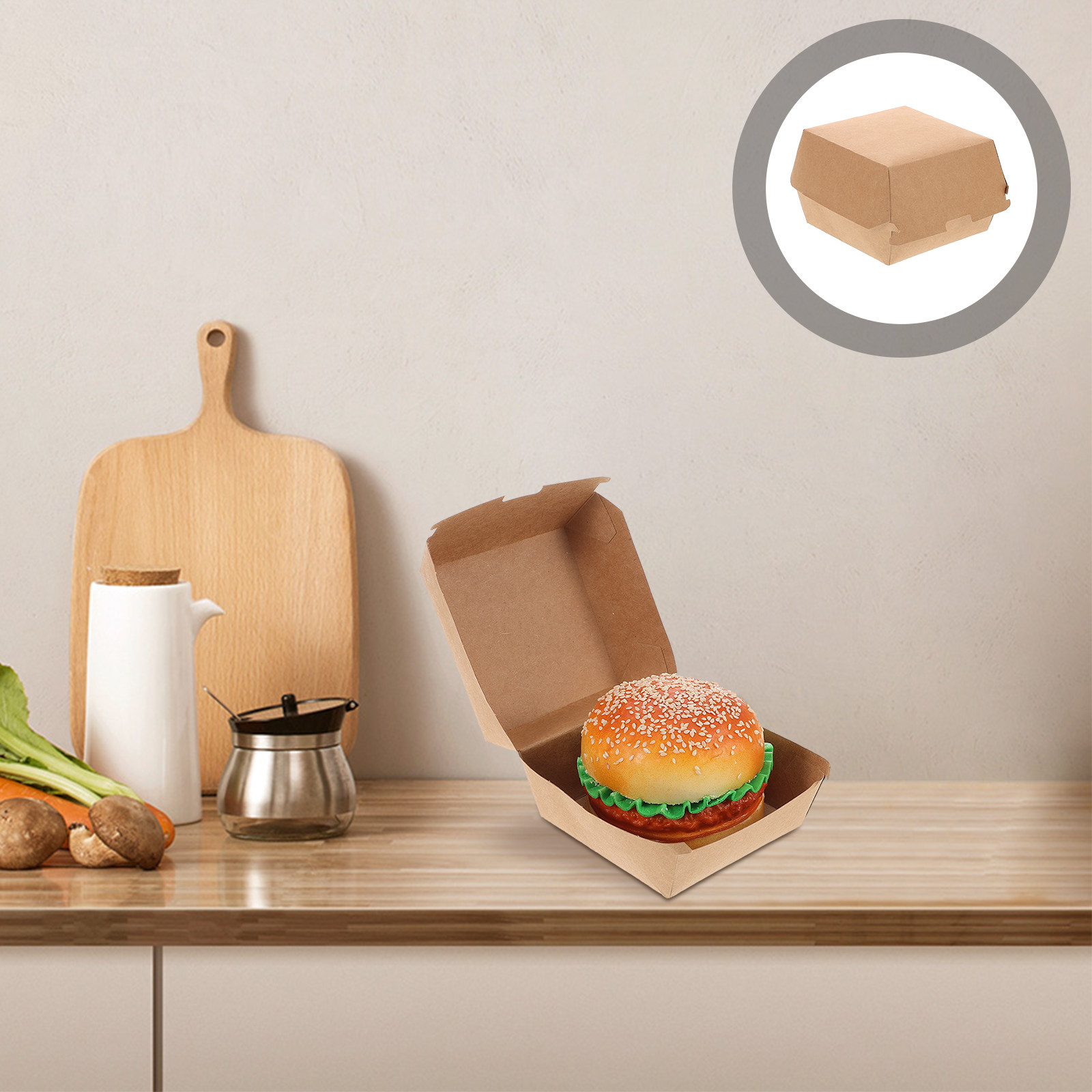 Food With Snacks - 30 stuks hamburgerdozen van kraftpapier, voedselveilige