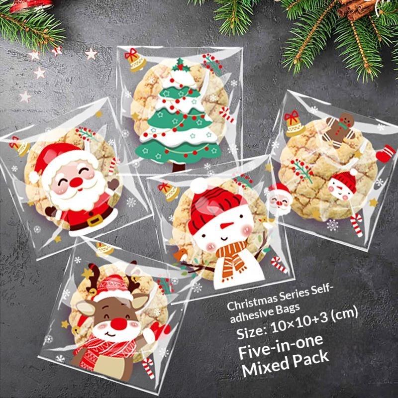 Xmas Food Snacks - 100 stuks zelfklevende kerstzakjes voor snoep,