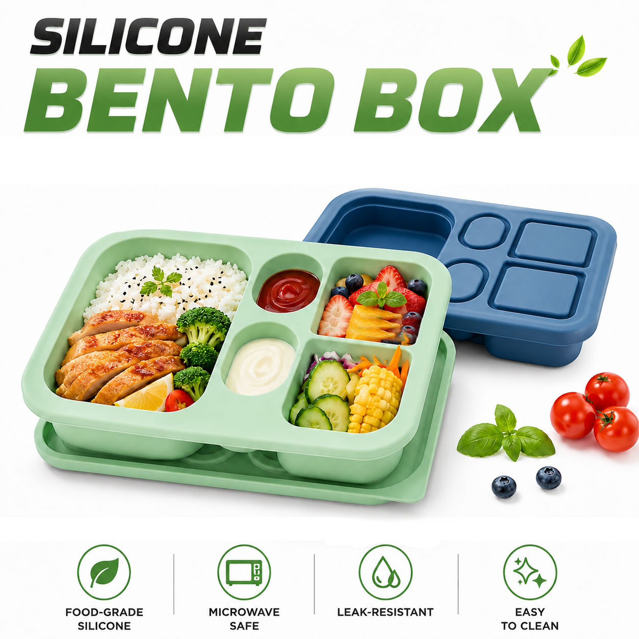 Food Snacks For 1 Year Old - Draagbare siliconen Bento lunchbox voor kinderen