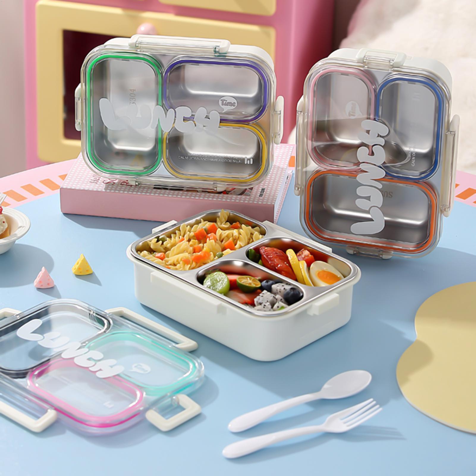Food Snacks For Kids - Roestvrijstalen lunchbox, verdeeld, lekvrij, voor schoolkinderen,