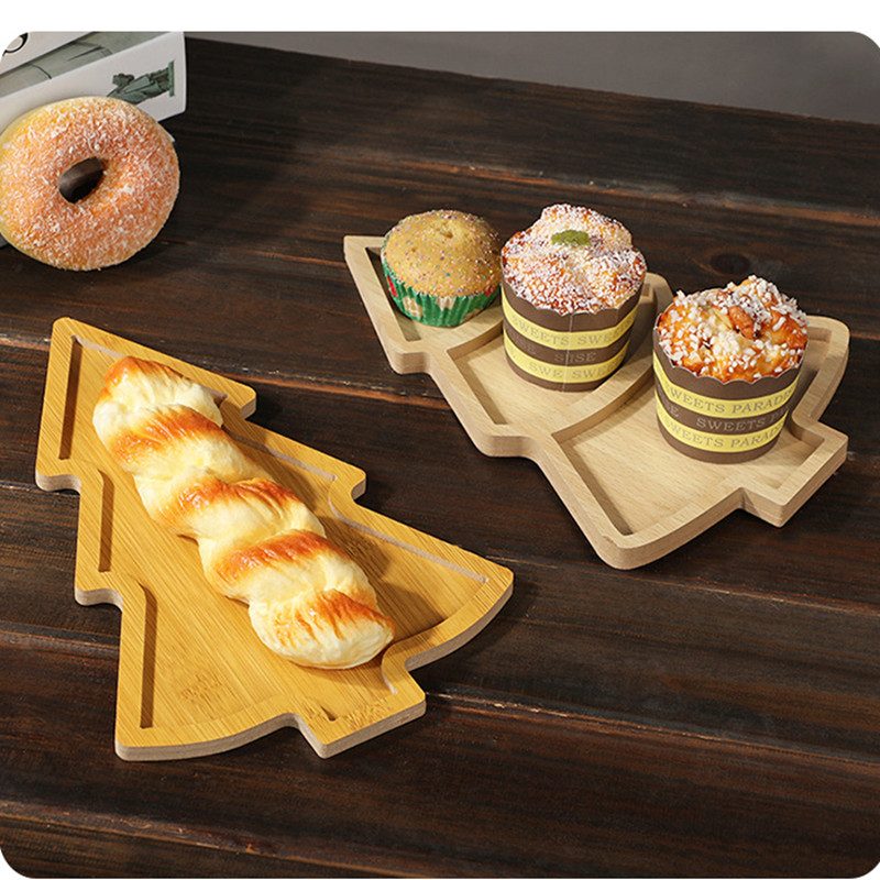 Xmas Food Snacks - Kerstbord Houten dienblad Kerstboom Servies Gedroogd