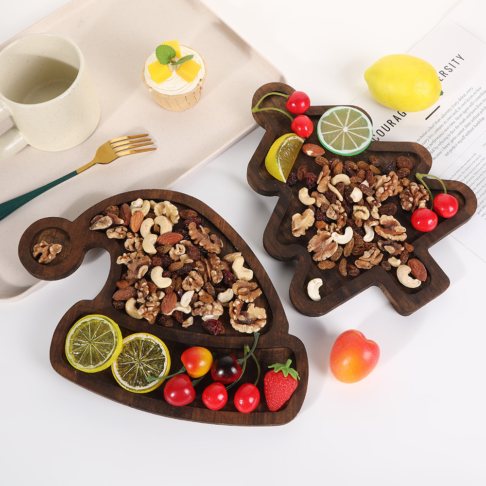 Xmas Food Snacks - Kerstboom Hoed Vorm Dienblad Houten Dessertbord