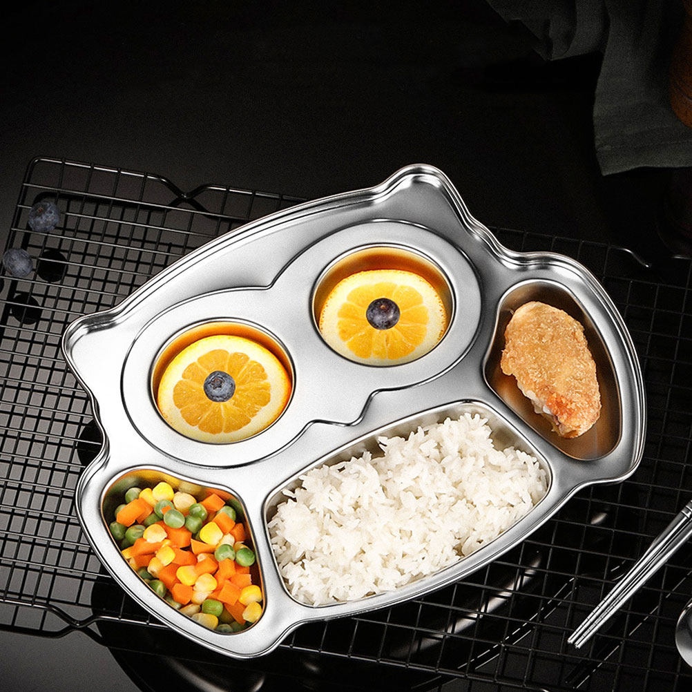 Food Snacks For Kids - 2 stuks Uil roestvrijstalen verdeelde voedselborden