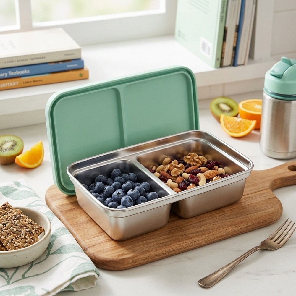 RVS kinderlunchbox met 2 compa - Food Snacks For Toddlers recensie en prijs