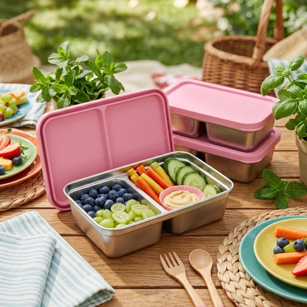 RVS kinderlunchbox met 2 compa - Food Snacks For Toddlers recensie en prijs