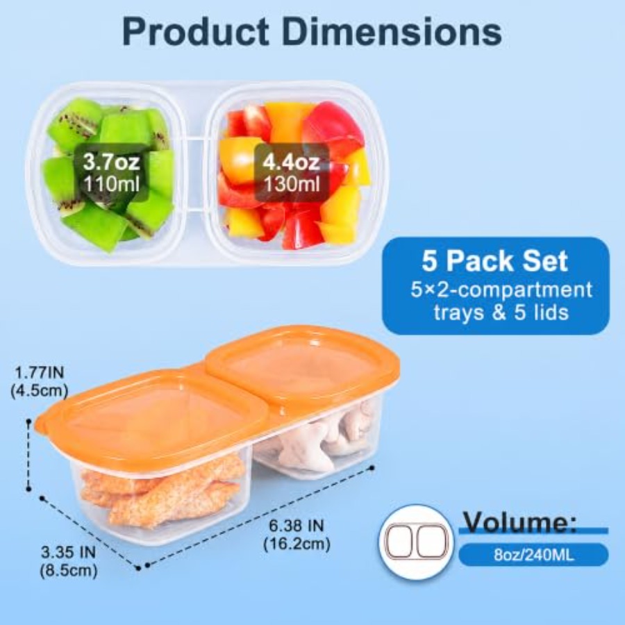 5-pack herbruikbare snackconta - Food Prep Snacks recensie en prijs